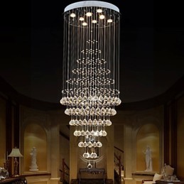 Lustre en cristal moderne, luminaire suspendu, plafonnier avec 8 ampoules, H180 cm