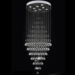 Lustre en cristal moderne, luminaire suspendu, plafonnier avec 8 ampoules, H180 cm