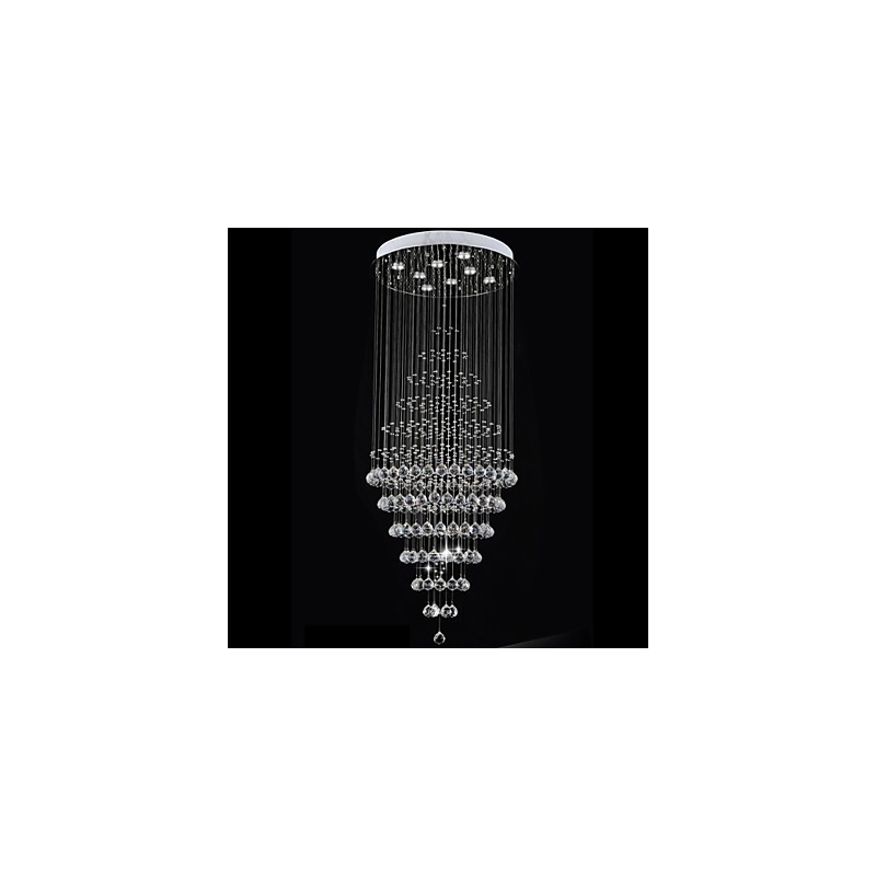Lustre en cristal moderne, luminaire suspendu, plafonnier avec 8 ampoules, H180 cm
