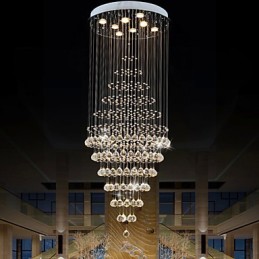 Lustre en cristal moderne, luminaire suspendu, plafonnier avec 8 ampoules, H180 cm