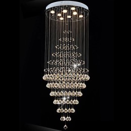 Lustre en cristal moderne, luminaire suspendu, plafonnier avec 8 ampoules, H180 cm