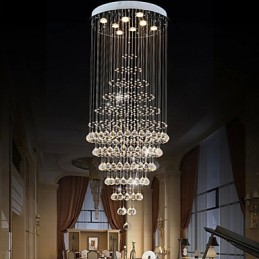 Lustre en cristal moderne, luminaire suspendu, plafonnier avec 8 ampoules, H180 cm