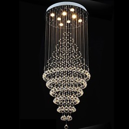 Lustre en cristal moderne, luminaire suspendu, plafonnier avec 8 ampoules, H180 cm