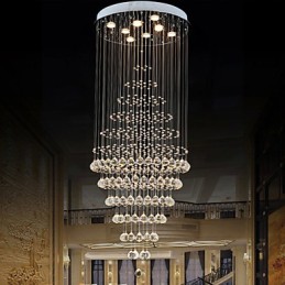 Lustre en cristal moderne, luminaire suspendu, plafonnier avec 8 ampoules, H180 cm