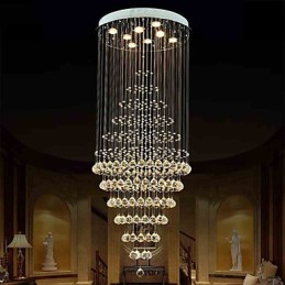 Lustre en cristal moderne, luminaire suspendu, plafonnier avec 8 ampoules, H180 cm