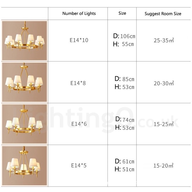 Lustre rond en laiton pur, suspension traditionnelle classique
