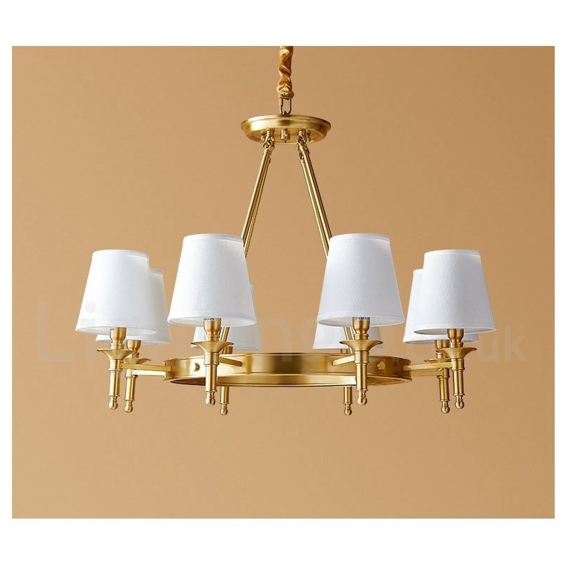 Lustre rond en laiton pur, suspension traditionnelle classique