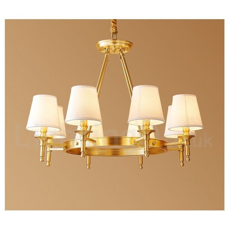Lustre rond en laiton pur, suspension traditionnelle classique