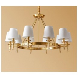 Lustre rond en laiton pur, suspension traditionnelle classique