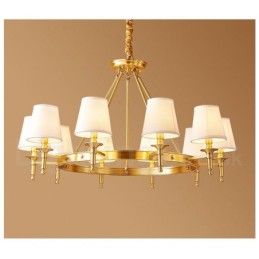 Lustre rond en laiton pur, suspension traditionnelle classique