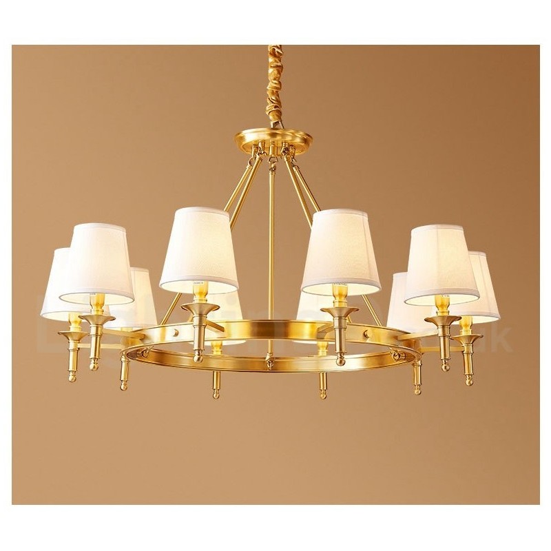 Lustre rond en laiton pur, suspension traditionnelle classique