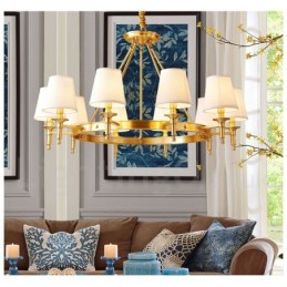 Lustre rond en laiton pur, suspension traditionnelle classique
