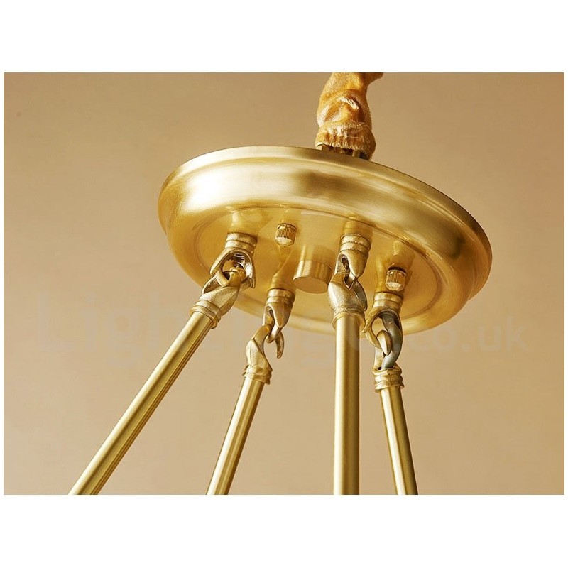 Lustre rond en laiton pur, suspension traditionnelle classique