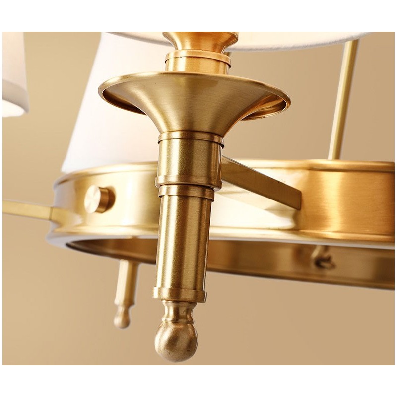 Lustre rond en laiton pur, suspension traditionnelle classique
