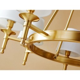 Lustre rond en laiton pur, suspension traditionnelle classique