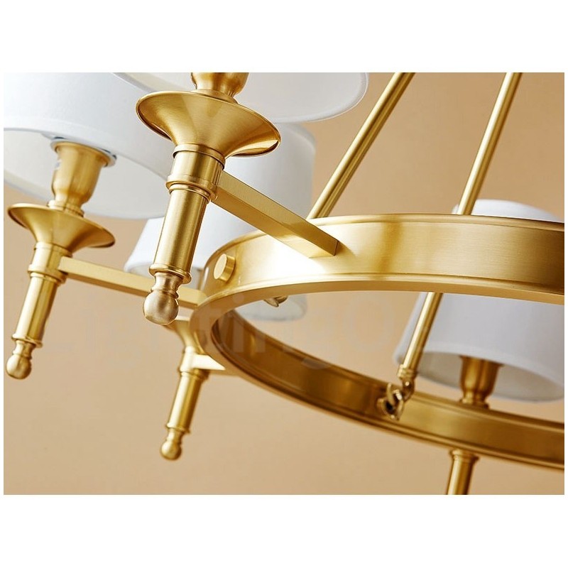 Lustre rond en laiton pur, suspension traditionnelle classique