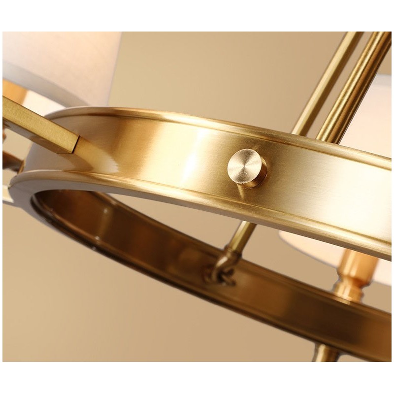 Lustre rond en laiton pur, suspension traditionnelle classique