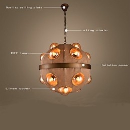 Lustre suspendu en métal peint style country pour chambre à coucher