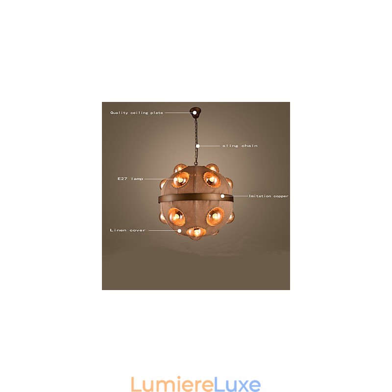 Lustre suspendu en métal peint style country pour chambre à coucher