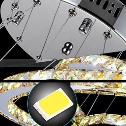 Lampes suspendues Plafonnier Lustre Éclairage Rond 4 Anneaux Grand Anneau Cristal Ambré et Autre Cristal Clair