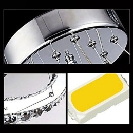 Lampes suspendues Plafonnier Lustre Éclairage Rond 4 Anneaux Grand Anneau Cristal Ambré et Autre Cristal Clair
