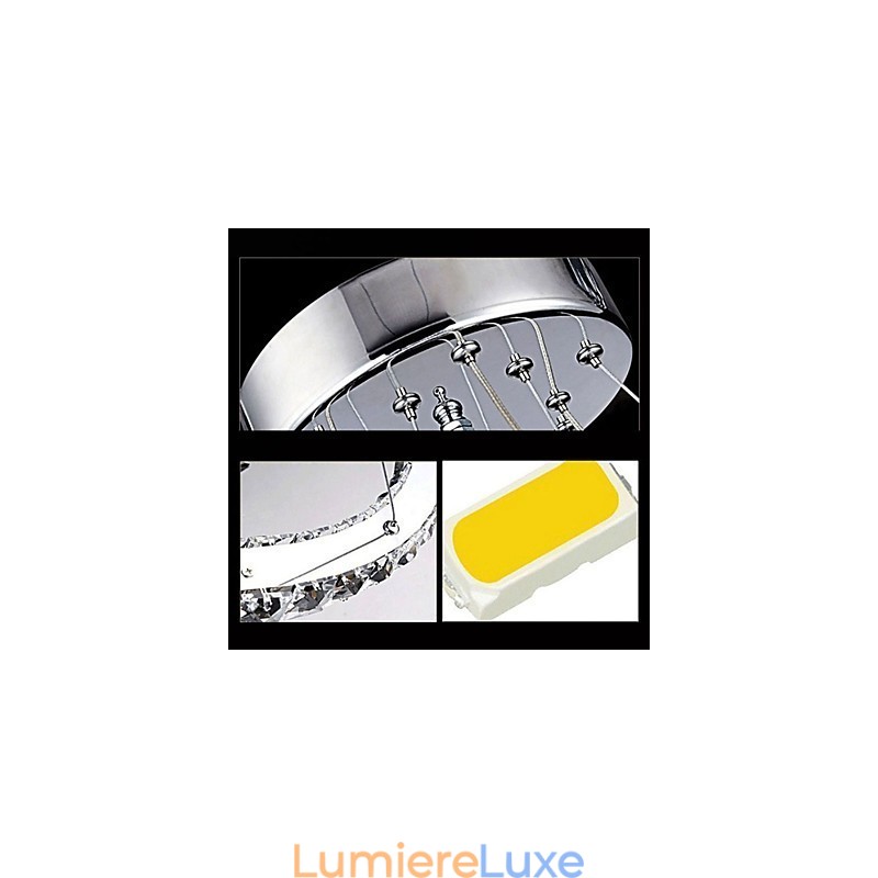 Lampes suspendues Plafonnier Lustre Éclairage Rond 4 Anneaux Grand Anneau Cristal Ambré et Autre Cristal Clair