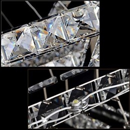 Lampes suspendues Plafonnier Lustre Éclairage Rond 4 Anneaux Grand Anneau Cristal Ambré et Autre Cristal Clair