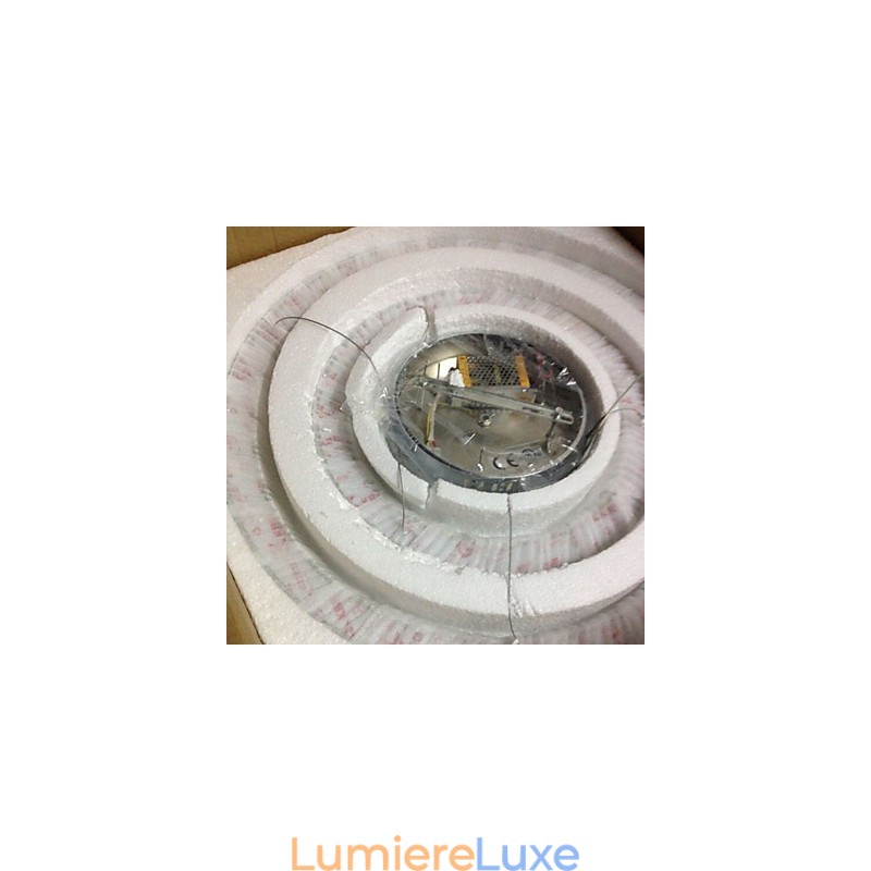 Lampes suspendues Plafonnier Lustre Éclairage Rond 4 Anneaux Grand Anneau Cristal Ambré et Autre Cristal Clair