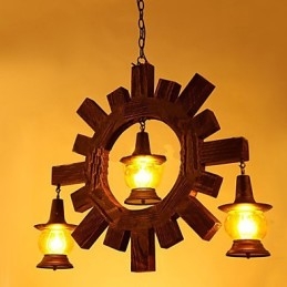 Lustre en bois antique Lampe de salon de style campagnard américain