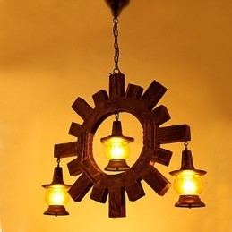 Lustre en bois antique Lampe de salon de style campagnard américain