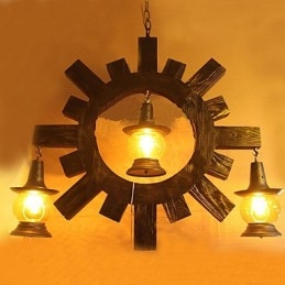 Lustre en bois antique Lampe de salon de style campagnard américain