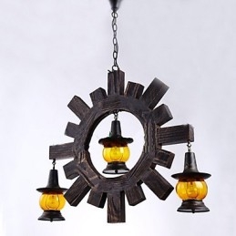 Lustre en bois antique Lampe de salon de style campagnard américain