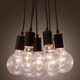 Suspension boule de verre style loft à 7 ampoules Edison pour maison moderne