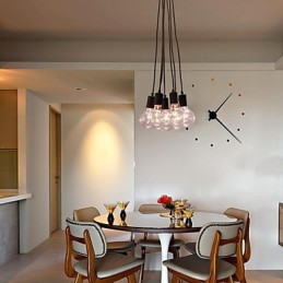 Suspension boule de verre style loft à 7 ampoules Edison pour maison moderne