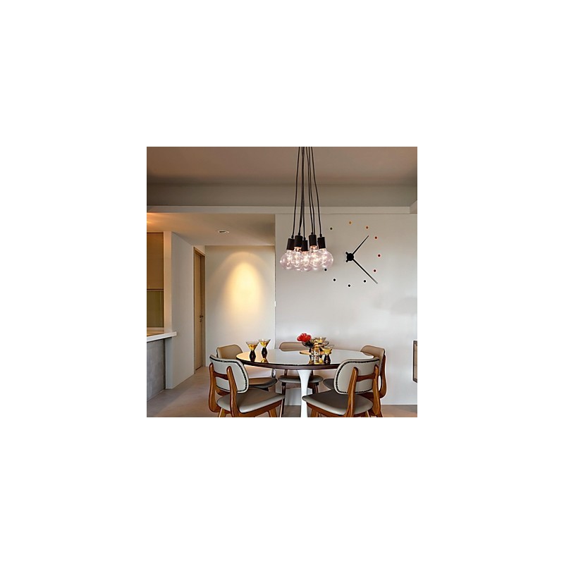 Suspension boule de verre style loft à 7 ampoules Edison pour maison moderne