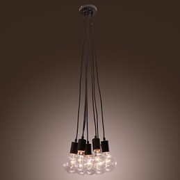 Suspension boule de verre style loft à 7 ampoules Edison pour maison moderne