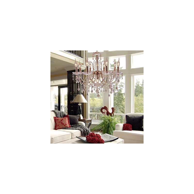 Lustre en cristal élégant à 9 lumières