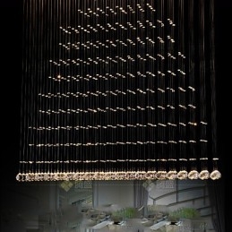 Lampe suspendue en cristal K9, lustre suspendu en fil métallique, éclairage de plafond, éclairage d'intérieur pour café