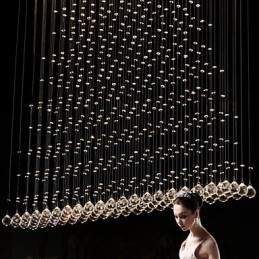 Lampe suspendue en cristal K9, lustre suspendu en fil métallique, éclairage de plafond, éclairage d'intérieur pour café
