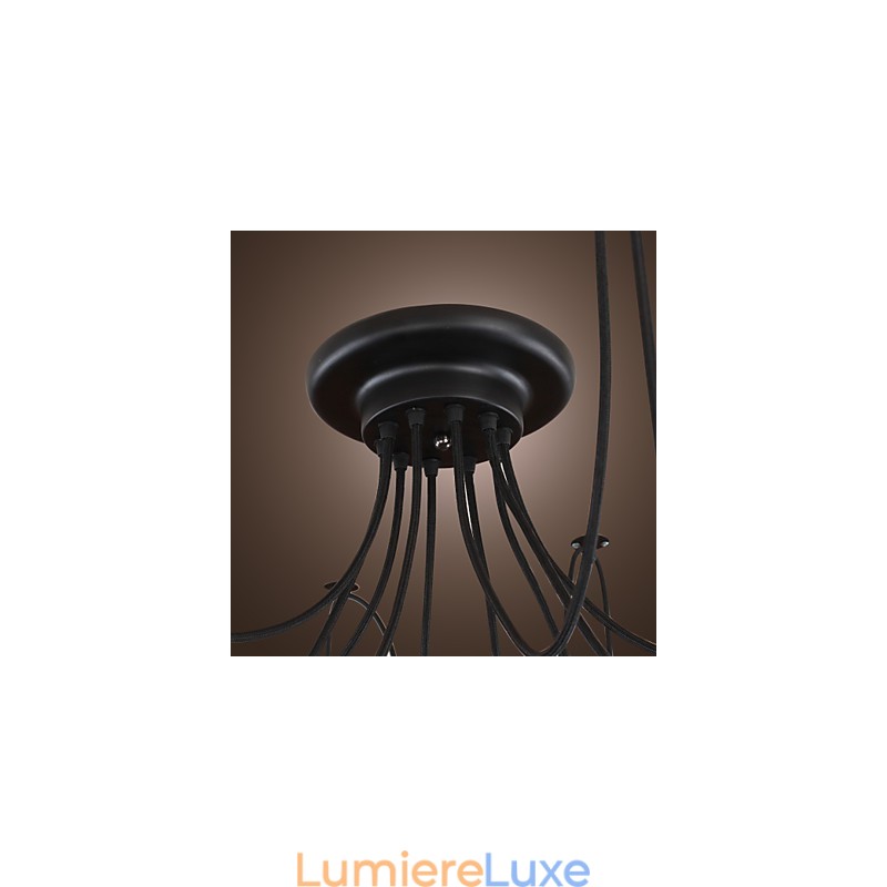 Lustre design vintage, ampoules incluses, suspension Living 10 lumières