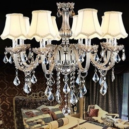 Lustre de Noël transparent en cristal K9 avec 8 lumières