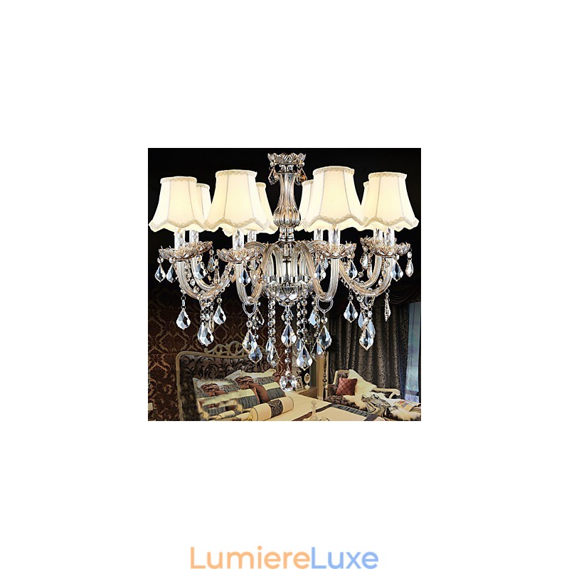 Lustre de Noël transparent en cristal K9 avec 8 lumières