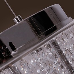 Suspension artistique en cristal à 6 lumières avec abat-jour en verre