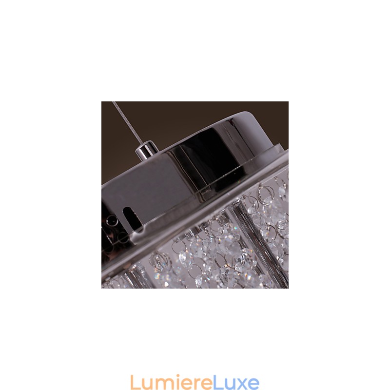 Suspension artistique en cristal à 6 lumières avec abat-jour en verre