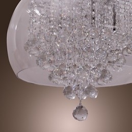 Suspension artistique en cristal à 6 lumières avec abat-jour en verre