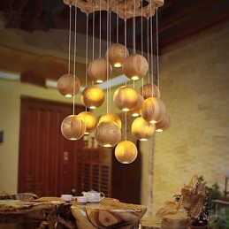 Suspensions Mini Style Lanterne Bois Bambou