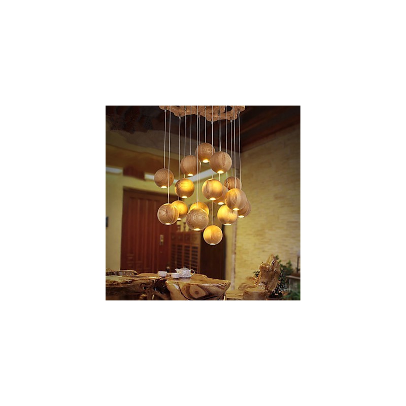 Suspensions Mini Style Lanterne Bois Bambou
