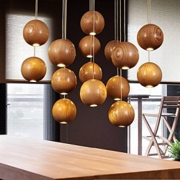 Suspensions Mini Style Lanterne Bois Bambou