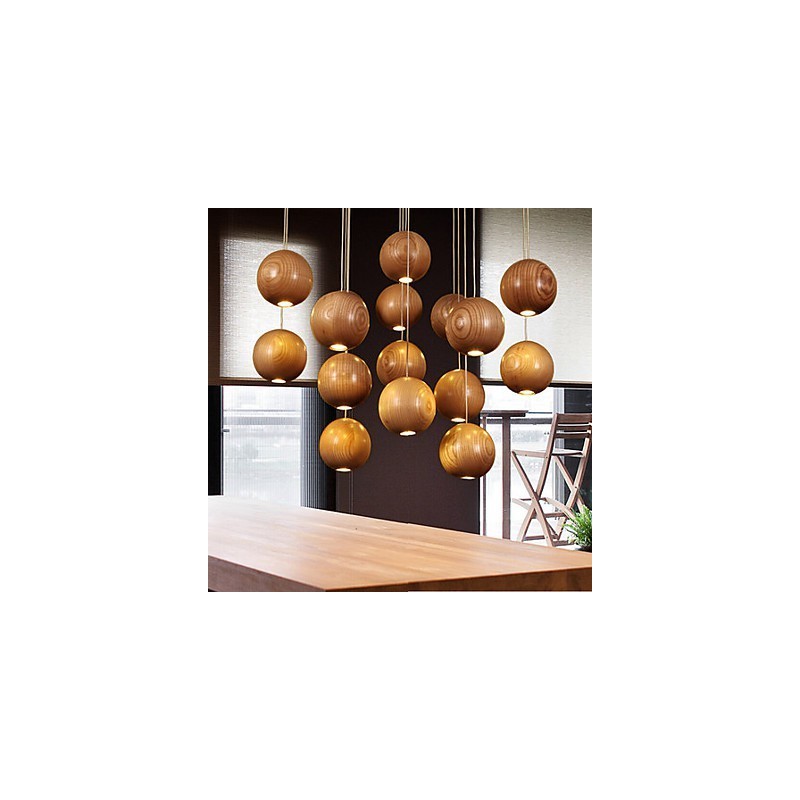 Suspensions Mini Style Lanterne Bois Bambou
