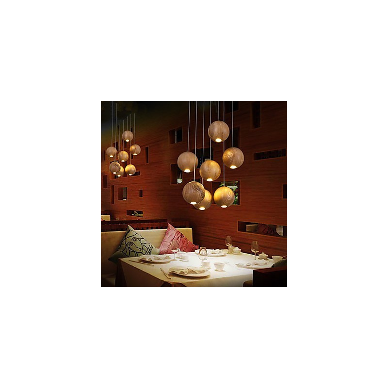 Suspensions Mini Style Lanterne Bois Bambou